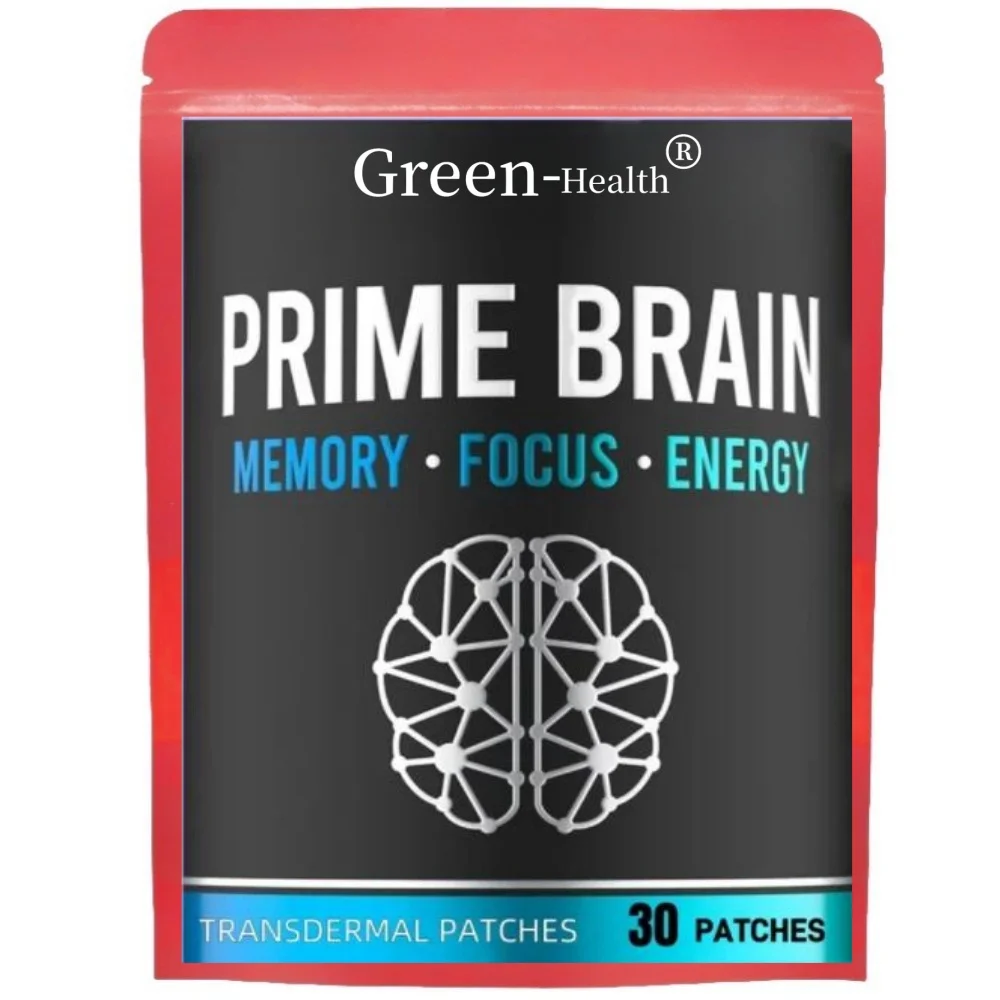 30 Patches Prime Brain Transdermal Patches Ginkgo Biloba Lion's Mane Mushroom Vitamin B12 Memory Focus Support