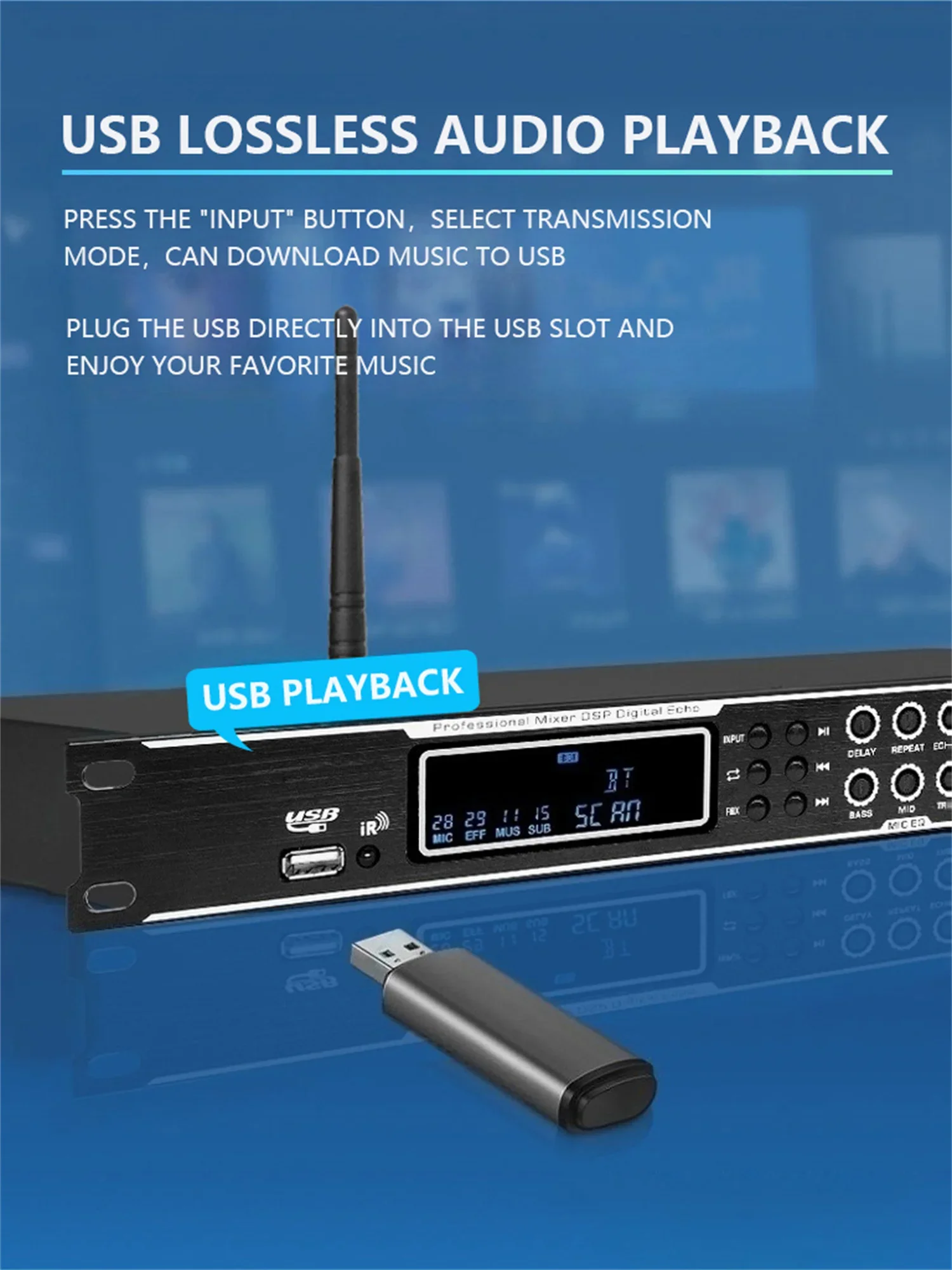 KTV pre effect device karaoke microphone feedback anti whistling vocal reverb device