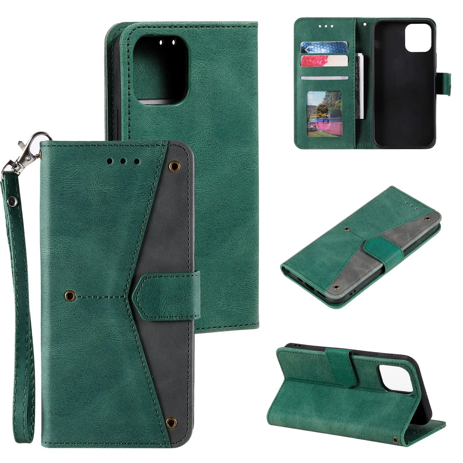 Luxury Leather Handbag Wallet Case with Lanyard and 3 Card Slots, Book Flip Cover Design