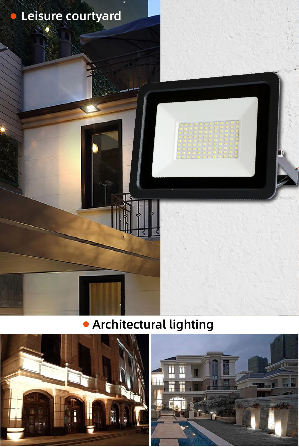 brightest flood light LED Flood Light AC220V 10W 20W 30W 50W 100W Waterproof IP68 Outdoor Spotlight Street Light Foco Led Exterior Wall Lamp Reflector 50w led floodlight