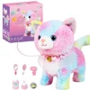 Interactive Electronic Plush Toy, Walking and Barking Robot Colorful Cat Plush, Remote Control Kitten Pets, Best Gifts for Girls 1