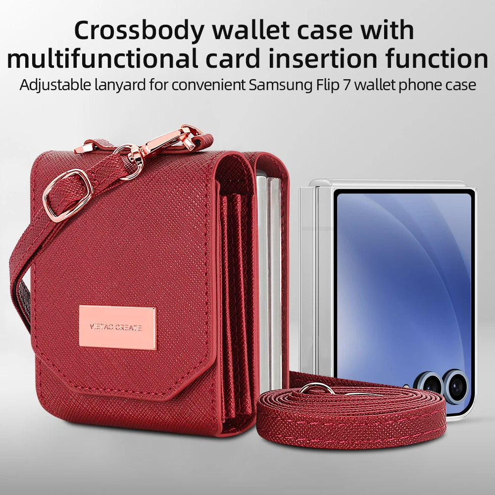 Stylish Girls' PU Leather Crossbody Card Wallet Phone Case with Strap