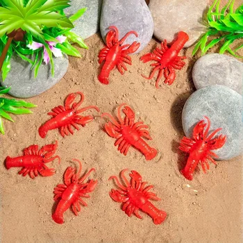 10pcs Mini Crawfish Decorations Red Soft TPR Rubber Lobster Models Party Decorations for DIY Fairy Garden Glass Container