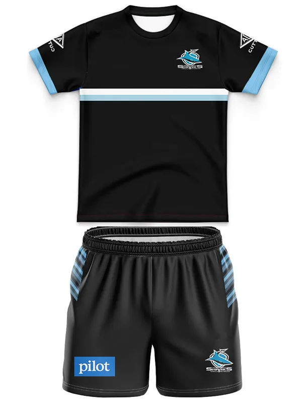 

2024 Cronulla Sharks Away Kids Kit Jersey Toddler KIT Rugby Kid's Jersey Size:16--26 (Custom name and number )