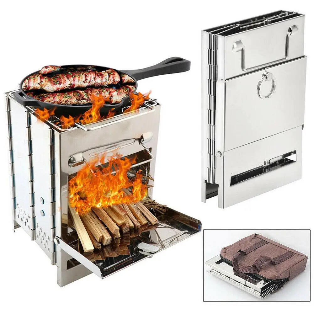 

Portable Foldable Titanium Camping Wood Stove Pocket Stove Outdoor Camping Cooking Picnic Backpack Stove