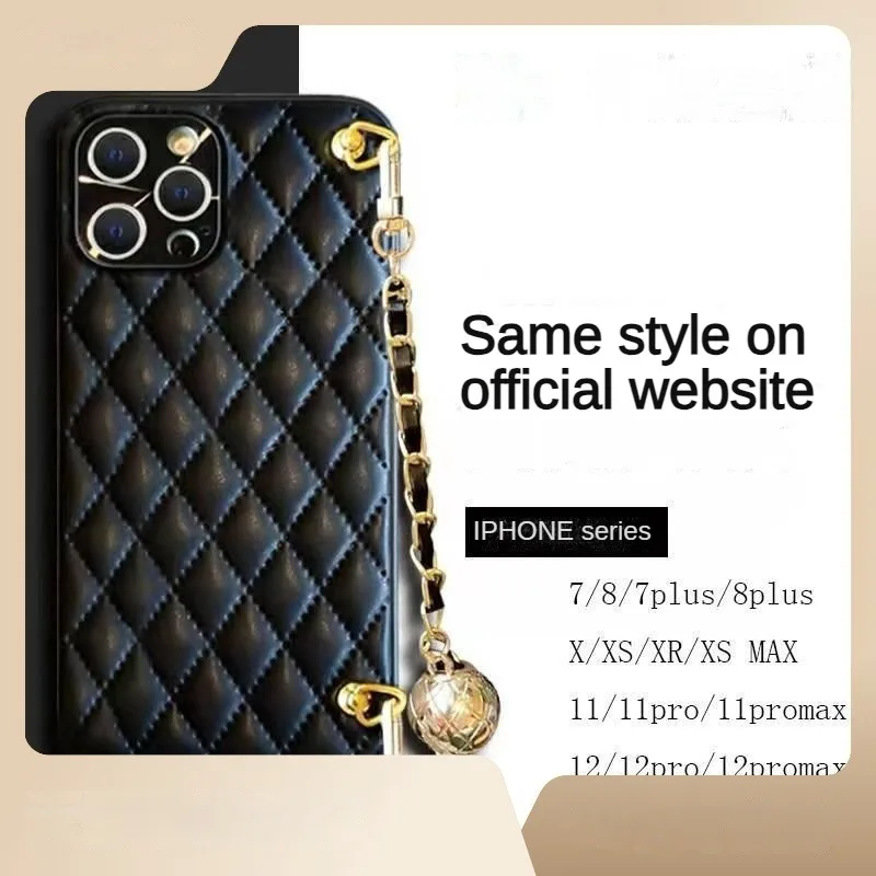 

Stylish Shoulder Strap Phone Case with INS Style Chain For Iphone 11 Case 12 Pro 13pro 14 Adjustable Crossbody Cover Phone Case