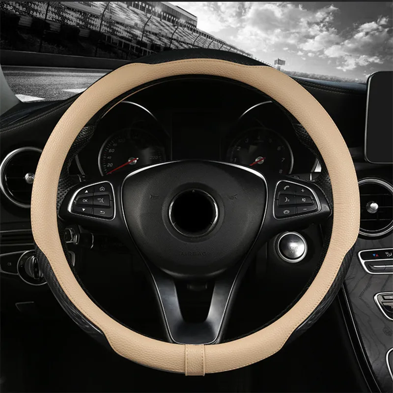 Car D Shape Steering Wheel Cover Universal Volant Braid On The  Steering-wheel Fashion Non-slip Funda Volante Auto Car Styling