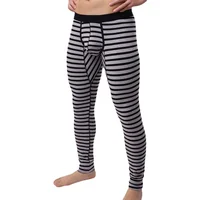 Men's Thermal Underwear Bottoms Sexy Long Johns Warm Cotton Underwear Bulge Penis Pouch Low Rise Men Leggings Man Striped Lounge 1