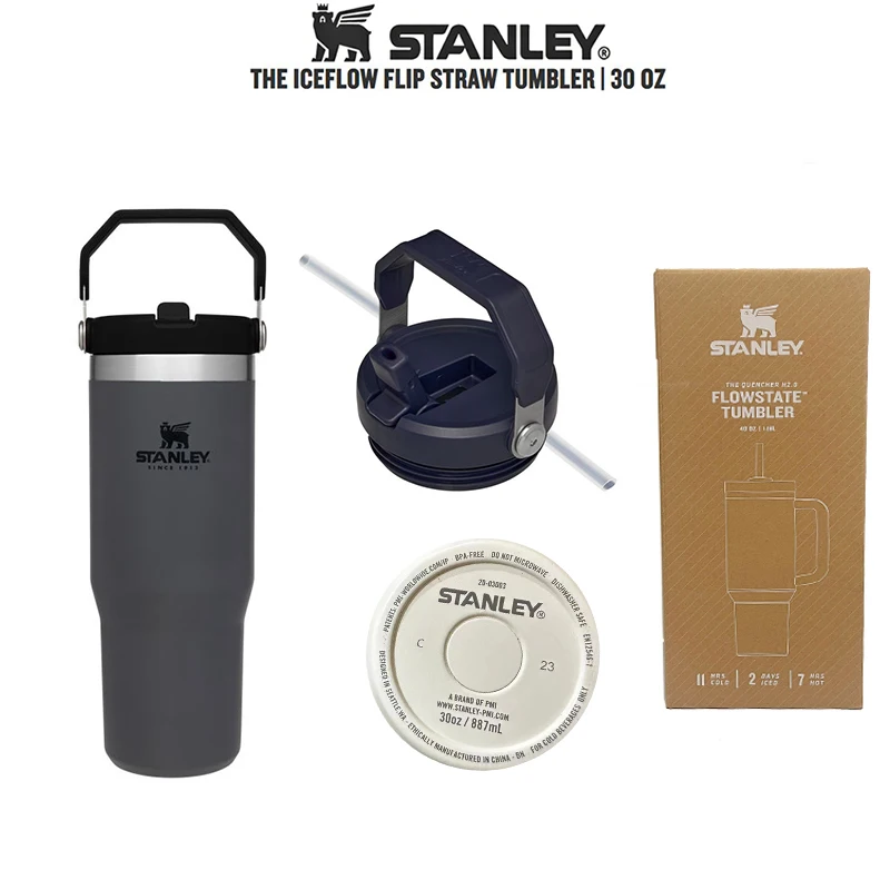 New 30oz Stanley IceFlow Stainless Steel Tumbler with handle Vacuum  Insulated Water Bottle for Home Reusable Cup with Straw - AliExpress