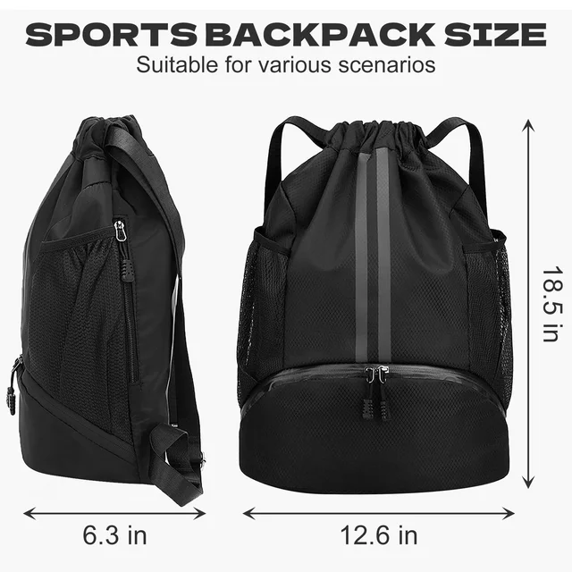Basketball bag, swimming bag, dry wet separation women's storage bag, sports backpack, training and fitness drawstring backpack 2