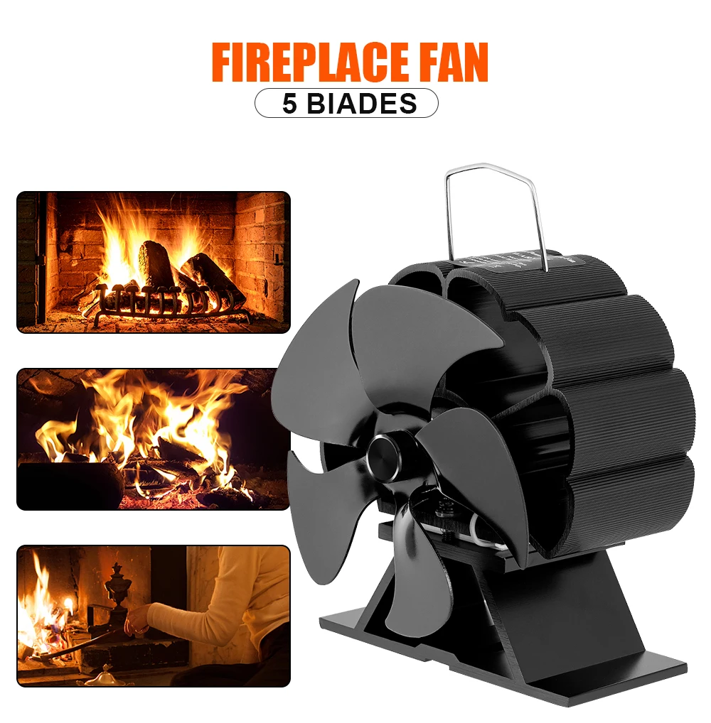 5 Blade Heat Powered Mini Stove Fan Small Fireplace Fan Log Wood Burner Eco- fan Quiet Fan Heater Efficient Heat Distribution - AliExpress