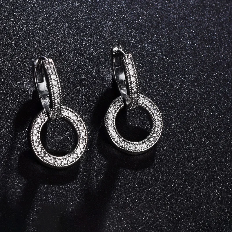 2022 Authentic 925 Sterling Silver Earring Sparkling Star Blue Gem Golden Heart Halo Stud Earrings Women Jewelry BirthdayGift