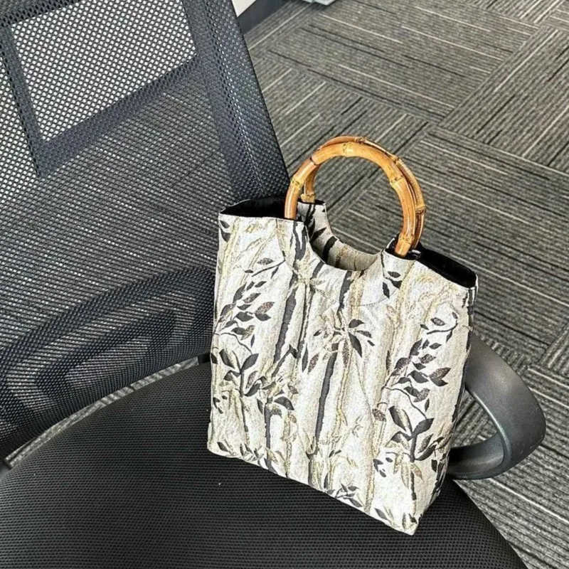 JIAERDI New Chinese Style Ink Hand Bag Purse Women Fairycore Handle Embroidery Purse Female Summer Bamboo Knot Handbag Wallet