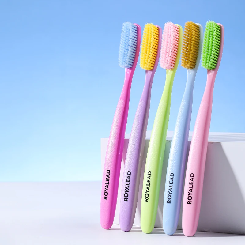 5팩 롱헤드 칫솔, 부드러운 칫솔모, 개별 포장, 도파민 컬러 시리즈, 확장형 칫솔모, 곡선형 표면, 패밀리 팩, 딥 클리닝