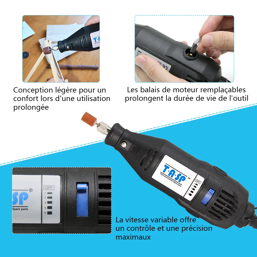 TASP – Outil Rotatif Electrique Multifonction130W avec Kit et Accessoires -  230V, Vitesse 8000-30000 tr/min - AliExpress