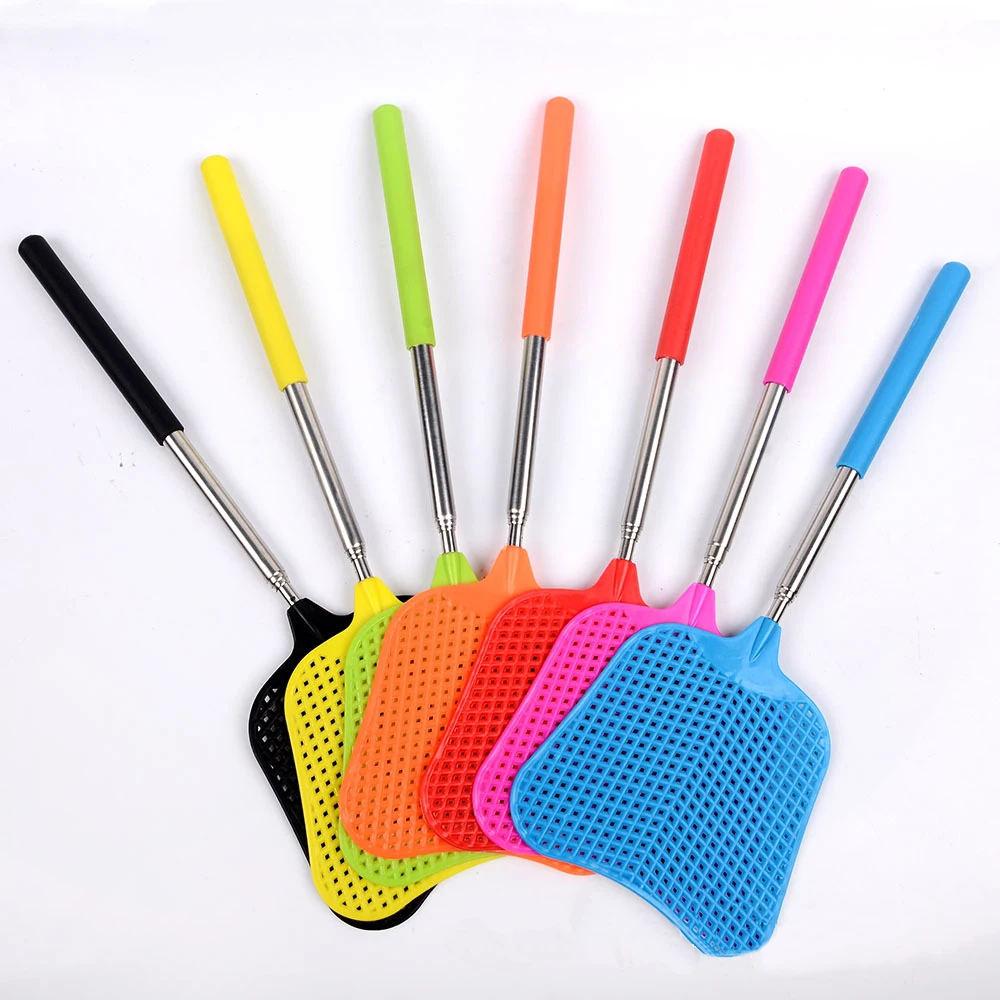 Fly Swatter Telescopic Long Handle Durable Plastic with Stainless Adjustment Mosquito Repellent Tool Home Accessories