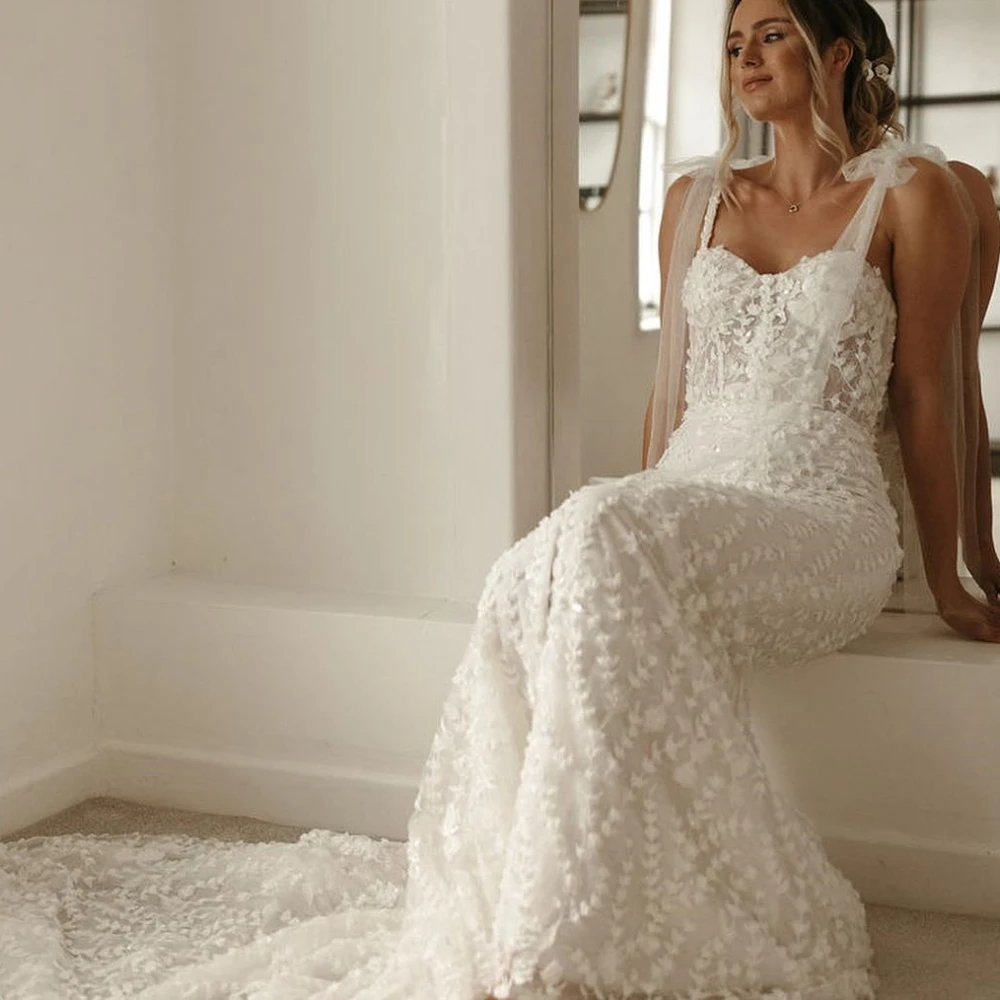 

Molisa Spaghetti Strap Wedding Dress Sleeveless Mermaid Appliques Bride Dresses for Women 2023 Free Shipping Country Bridal Gown