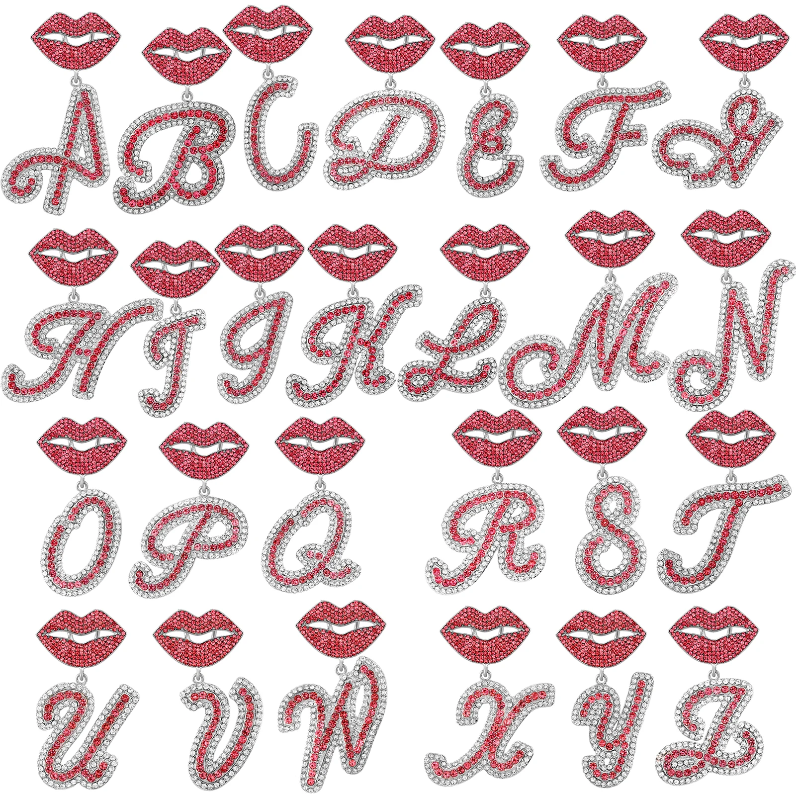 Collar único de cadena cubana rosa con colgante de letra de diamantes de imitación: joyería de moda.