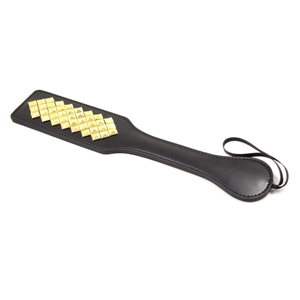 32CM PU Leather Paddle ,Riding Crop Flogger Horsewhips Punk Rivet Bat Spikes Leather Spanking Paddle Slapper Whip for Horse 5