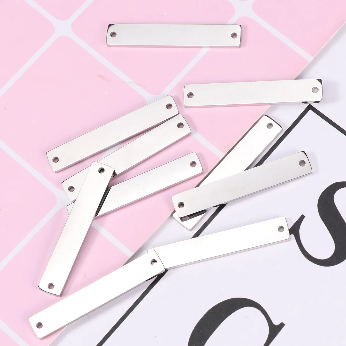 

10 Pcs Stainless Steel Pendant Metal Charm Stoppers Bracelets Pendants Necklaces