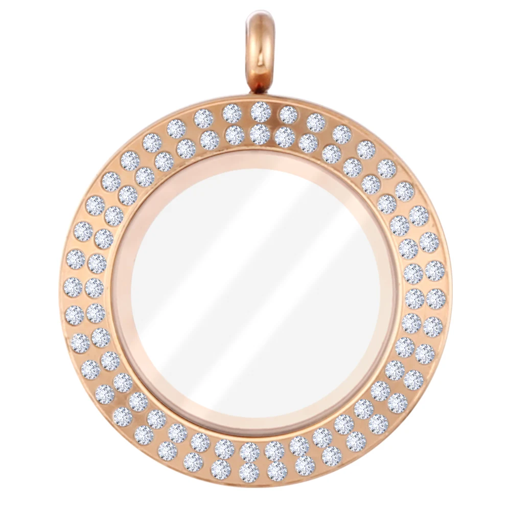 Wholesale Waterproof 28mm 33mm Twist Open Stainless Steel Round Floating Locket Pendant Plain Glass Lockets 2