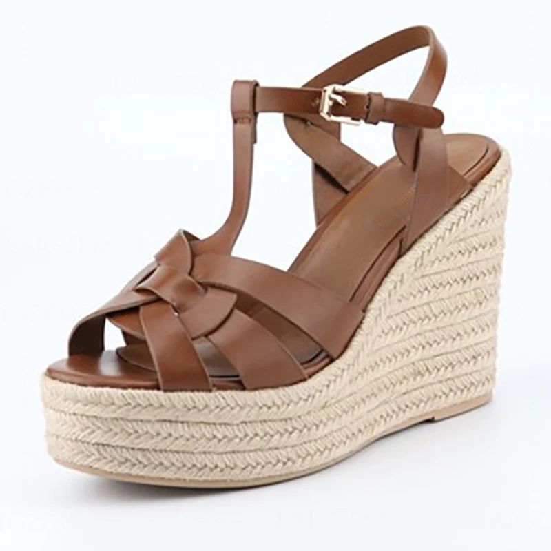 

QIWN Women Platform Wedges Sandals a1 Strappy High Heels Pumps Handmade Summer Height Shoes