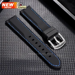 Premium Waterproof Silicone Sports Watch Band - Thick, Durable Strap - 26mm (Black Blue)