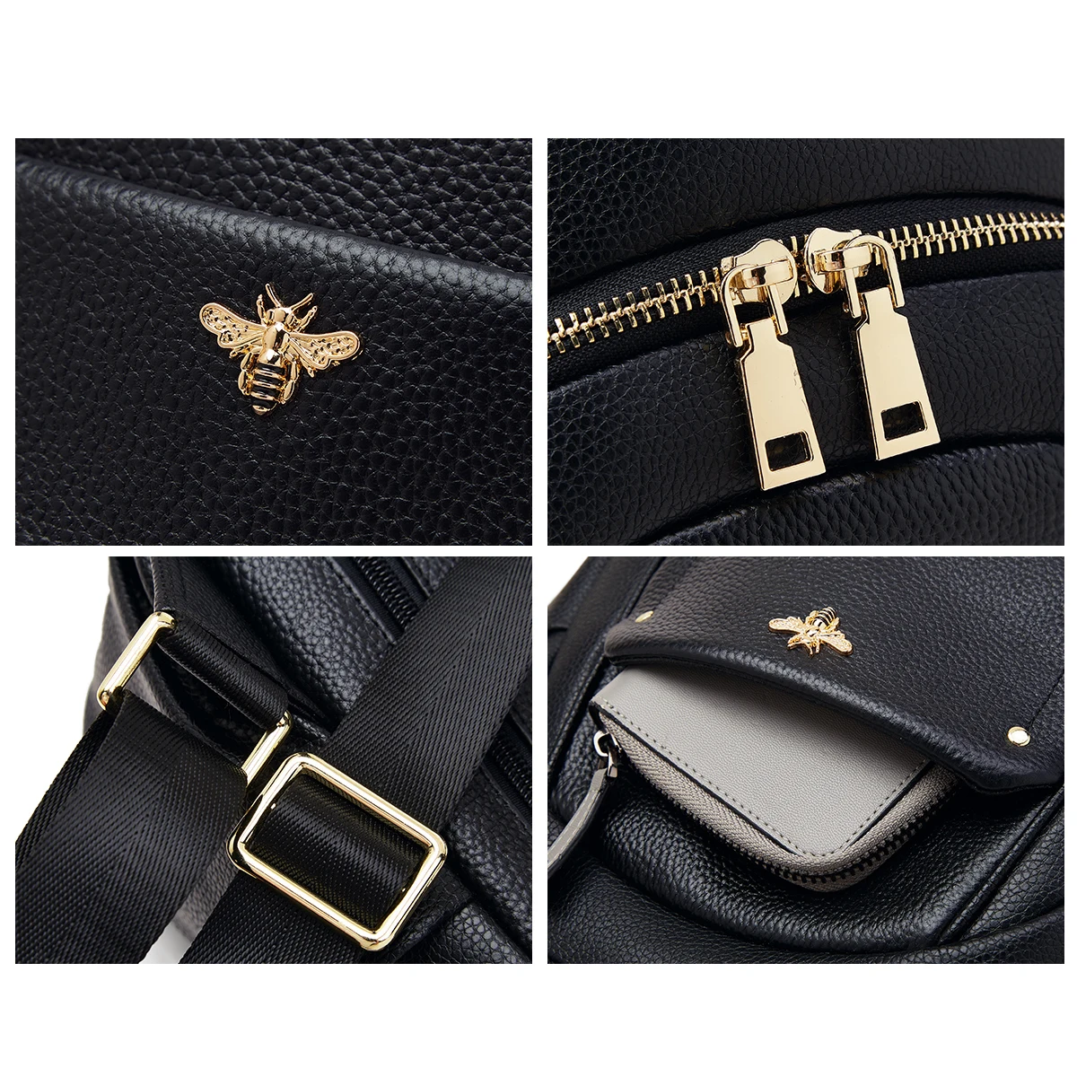 LAORENTOU Women Cow Leather+PU Backpack Clasic Lady Daypack Travel Bag Gift for Wife, Lover 6