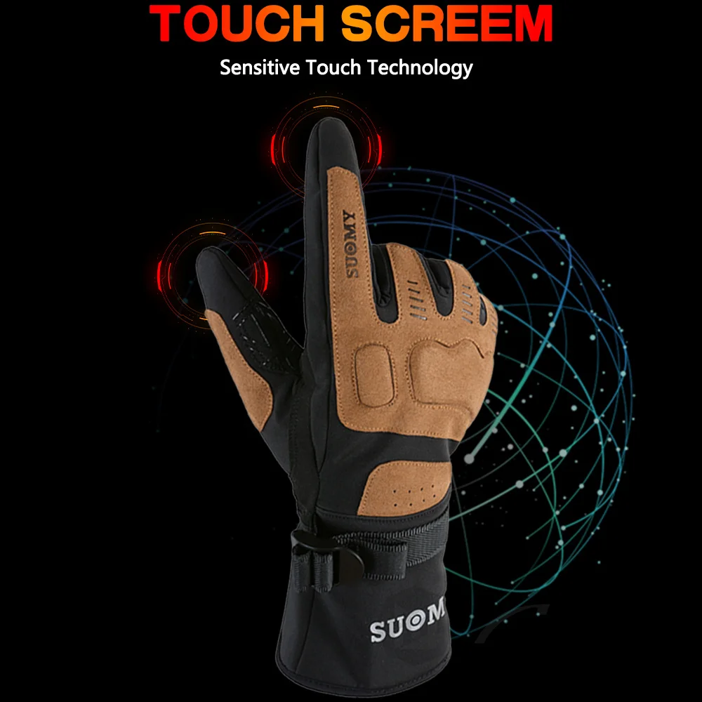 SUOMY Winter Motorcycle Gloves Waterproof Moto Motocross Gloves Windproof Warm Glove Touch Screen Motorbike Riding Guante Summer