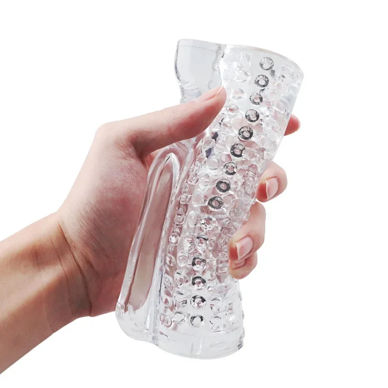 Male Masturbator Penile Grade Delayed Training Glans Trainer Pussy Clear Silicone Realistic Vagina Cock Massage Sex Toys For Men