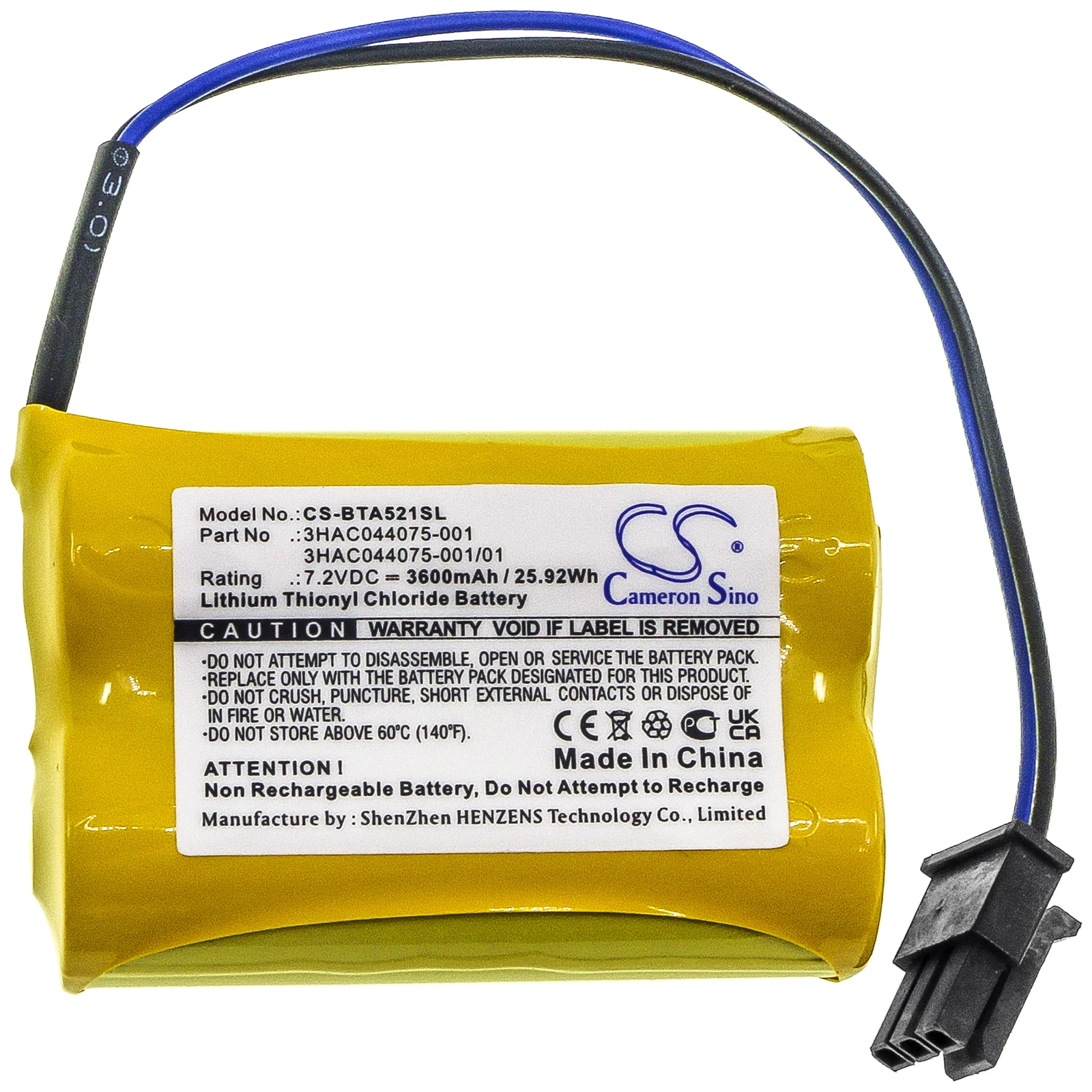 

Cameron Sino 3600mAh Battery For ABB 3HAC044075-001/01 TA521 SB808F 4944 026-4 3HAB2038-1 3HAB 9999-1 3HAC16831-1 IRB 140