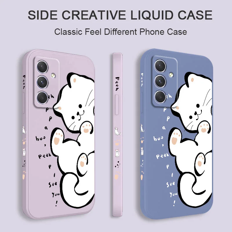 Charming English White Cat Phone Case - Minimalist Design