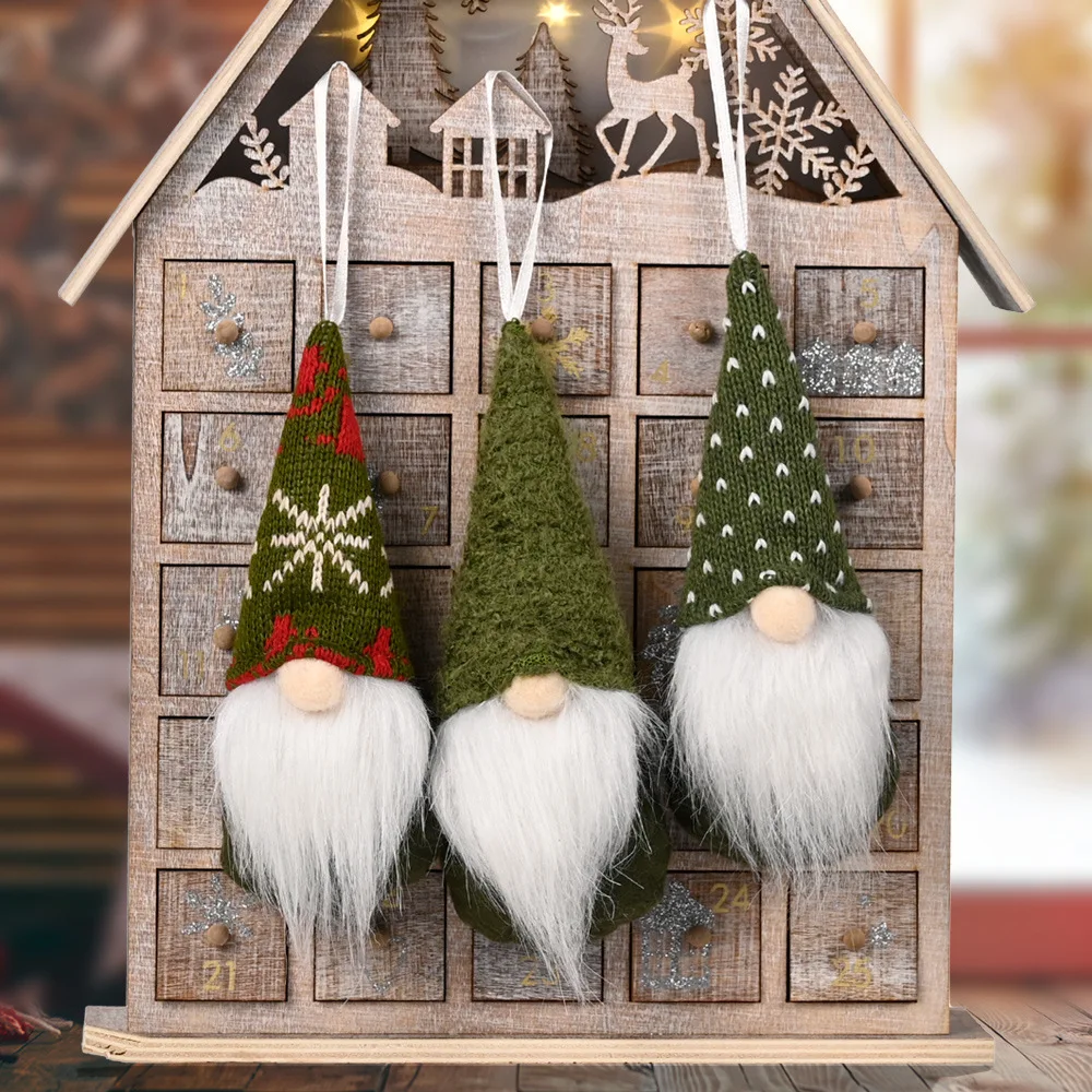 Christmas Decorations 3Pcs/lot Gnome Elf Doll Pendant for Home Xmas Tree Ornament