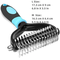 Premium Dual-Sided Pet Deshedding & Dematting Grooming Tool - L (Blue)