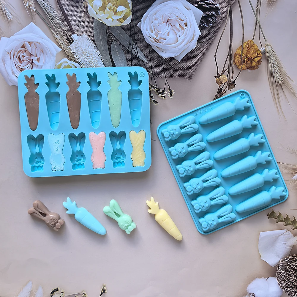 1pc Creative 12-Hole Radish and Rabbit Shaped Silicone Mold for 3D Chocolate, Pudding, ... - SKU RSSM1657 - UGI Packaging