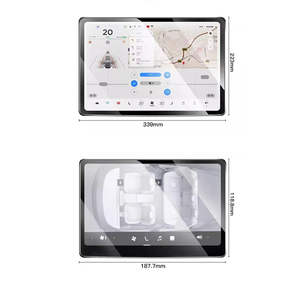 

​For Tesla Model 3 Highland 2024 15-inch Touch Screen Protector Cover + 8-inch Rear Row Display Tempered Glass HD Transparent