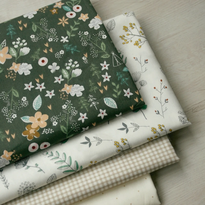 160x50cm 4월 녹색 꽃 능직 코튼 봉제 직물, 고대 의류 드레스 의류 DIY 천