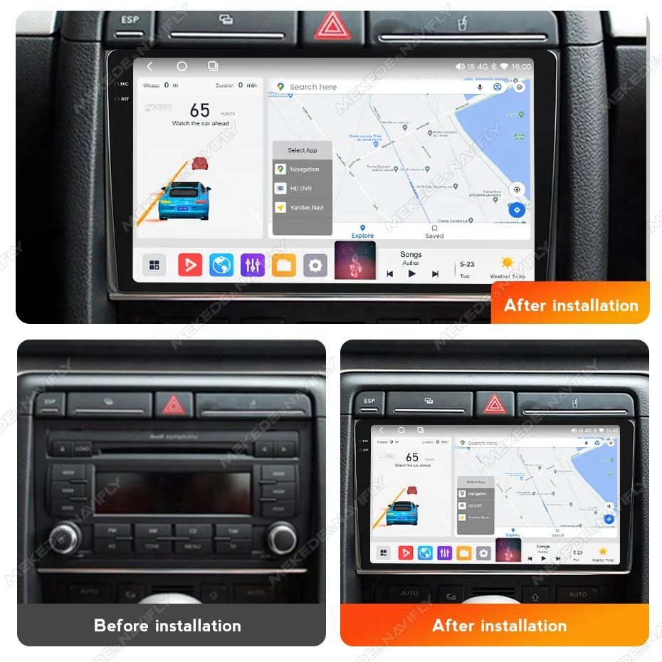 ZJZ MEKEDE M7 M6 안드로이드 카 라디오 플레이어 QLED DVD 2K 스크린 음악 지도 DVR 카메라 지원 아우디 A4 2000 2001 2002 2005 2009용