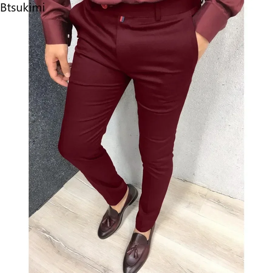 Men's Fashion Casual Trousers Daily Office Business Formal Pants Solid Slim Pencil Pants Men Versatile for Four Season casual pants formal trousers
