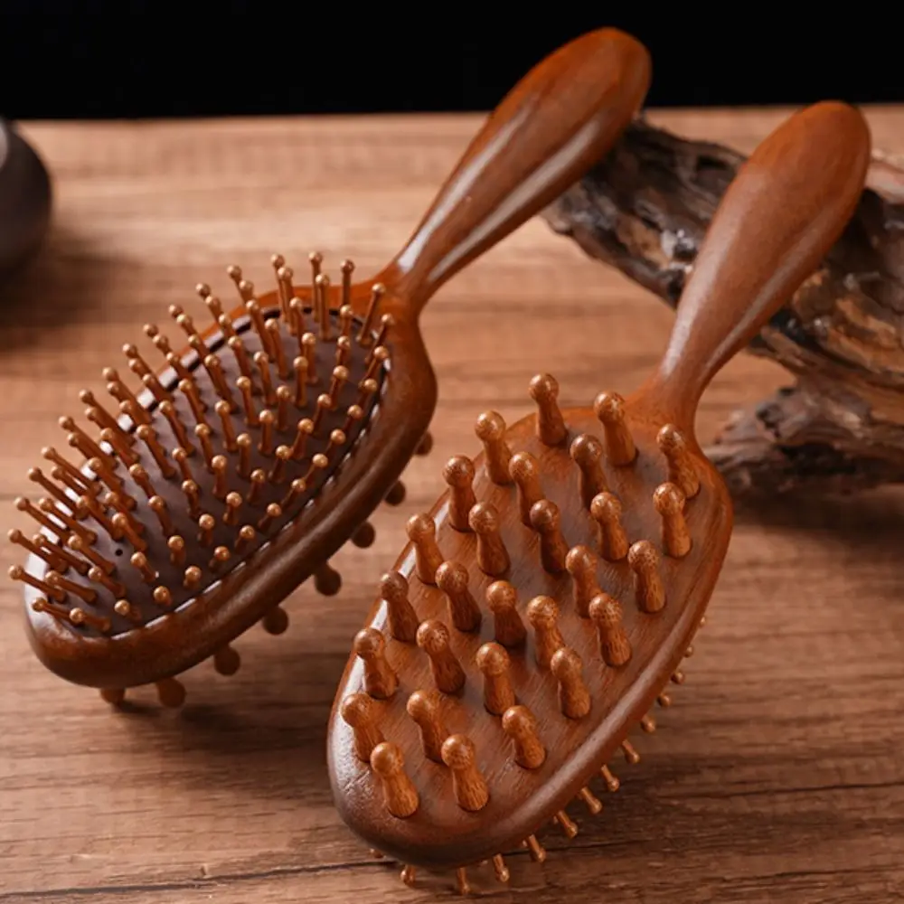 Dual-Sided Sandalwood Anti-Static Scalp Massage Comb with Air Cushion