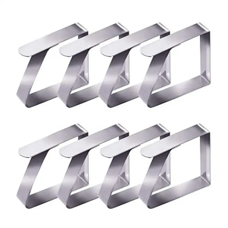 

8pcs Stainless Steel Anti-slip Tablecloth Clamps Outdoor Party Wedding Picnic Supplies Promenade Table Cover Holder Fixing Clips