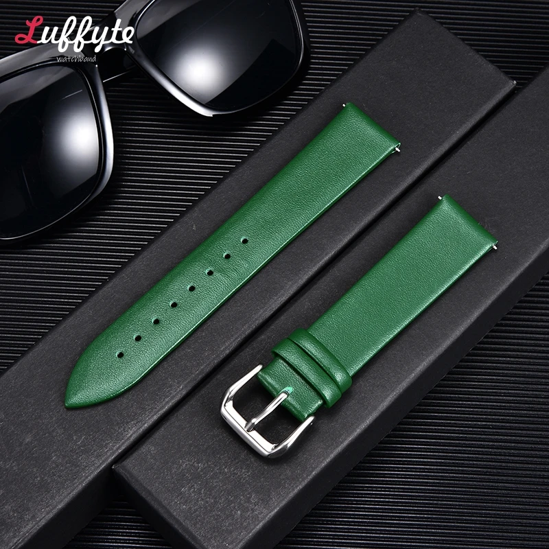 Genuine Leather Ultra-Thin Soft Watch Band Straps in Brown and Black