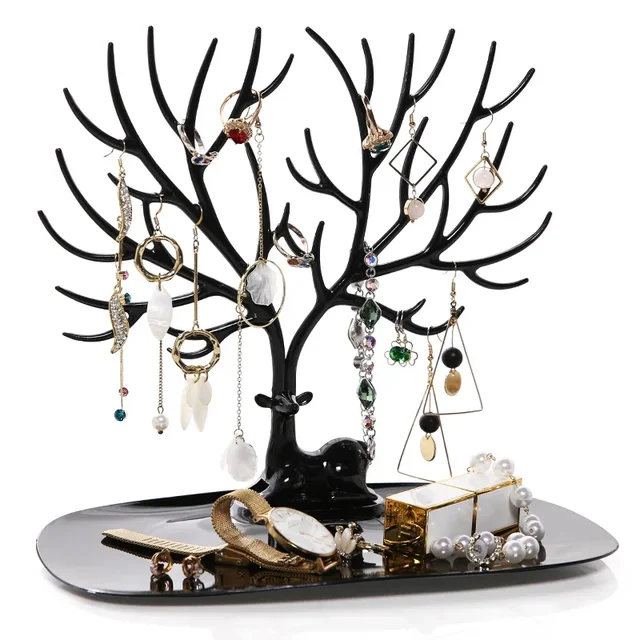 Jewelry Display Stand Tray Tree Storage Racks Earrings Necklaces Rings Jewelry Boxes Case Desktop Organizer Holder Make Up Decor 4