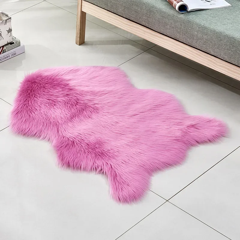 

Shaggy Carpet for Living Room Faux Fur Sheepskin Rug Anti-slip Bedroom Office Seat Cushion 60x90cm