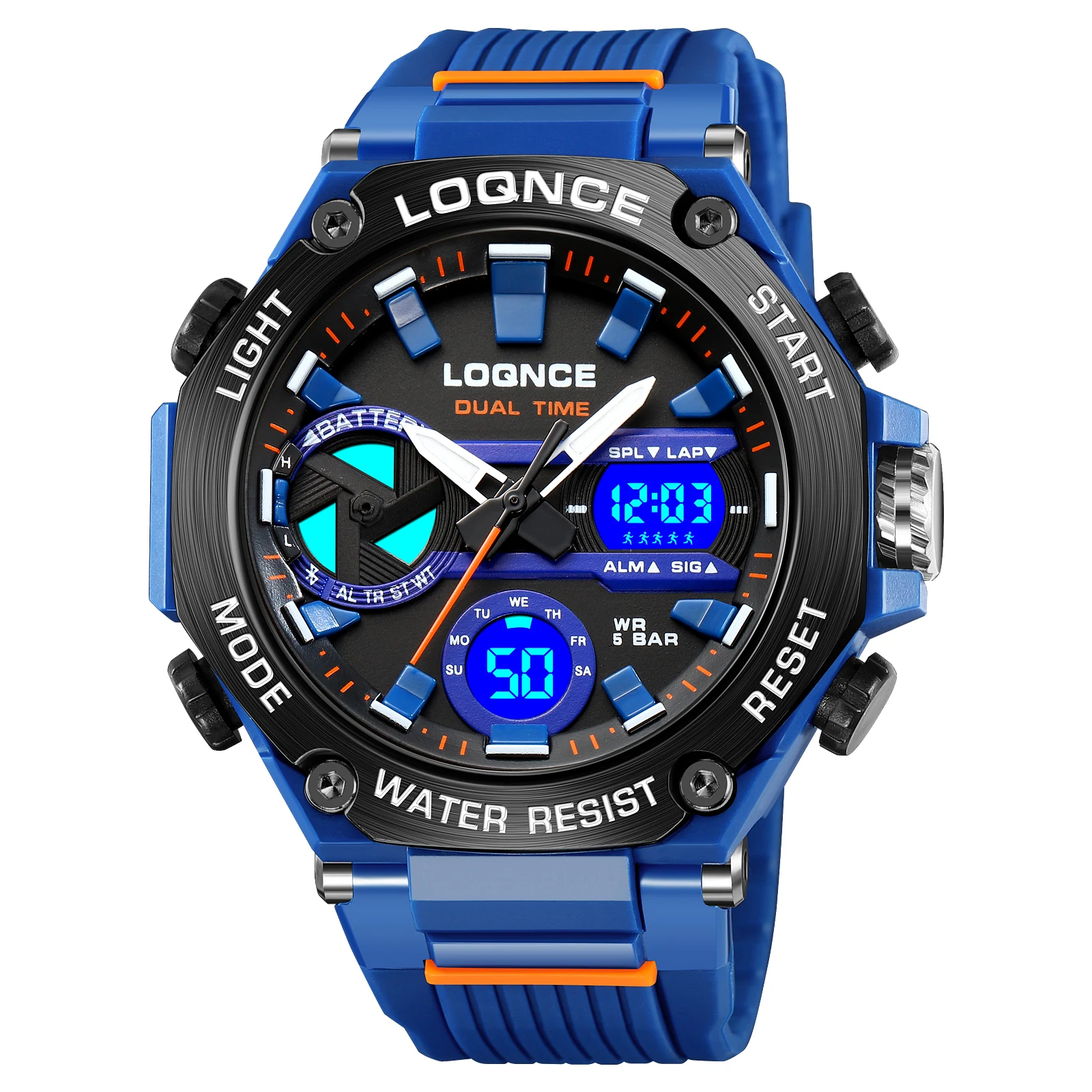 LOQNCE Men Sport Watches Digital Double Time Chronograph Watch Mens LED Chrono Week Display Wristwatches Male montre homme Hour 3
