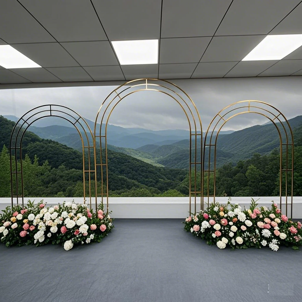 Gold Shiny Metal Wedding Arch Frame Circle Stage Props Background Wreath Square Decorative Wedding Arch for Events