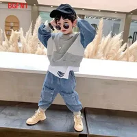 2-8 Yrs Baby Boys Fashion Clothing Sets Spring Autumn 2025 Children's Denim Korean Style Suit for Kids Two-piece Top+pant  Set