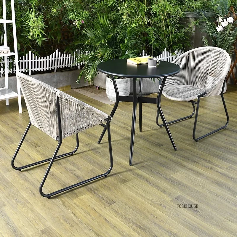 Outdoor Courtyard Garden Chairs Terrace Leisure Table and Chair Waterproof Sun-proof Imitation Rattan Chairs Outdoor Furniture