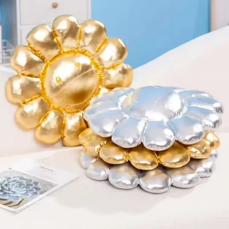 Aesthetic Flower Plush Cushion Cute Cartoon Rainbow Flower Stuffed Pillow Sofa Decorative Cushion Office Rest Back Cushion Decor