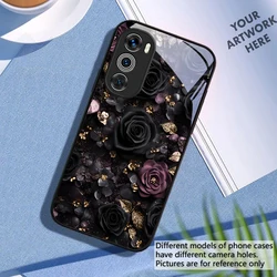 Elegant Black Pink Rose Design Glass Phone Case - Edge 20 Pro (HIBL - IBL2504252)